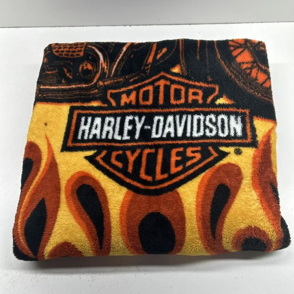 Vintage Harley‎ Davidson Motor Cycles 48”x56” Throw Blanket - Good Condition